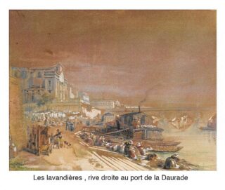 Gouache de Léon Soulié Les lavandières Rive droite
