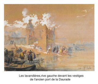 Gouache de Léon Soulié Les lavandières Rive gauche